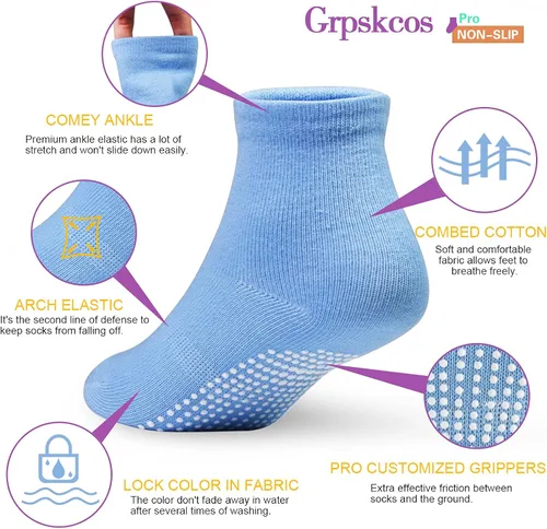 Miniatura 6 de GRPSKCOS Calcetines antideslizantes para niños y niñas, 12 pares de calcetines antideslizantes para bebés de 0 a 5 años