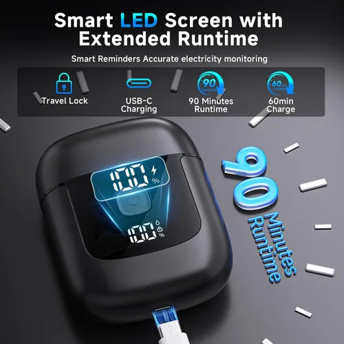 Miniatura 5 de Afeitadoras de lámina eléctricas para hombres: Mini afeitadora eléctrica con 3 cuchillas flotantes, afeitadora de lámina impermeable IPX7