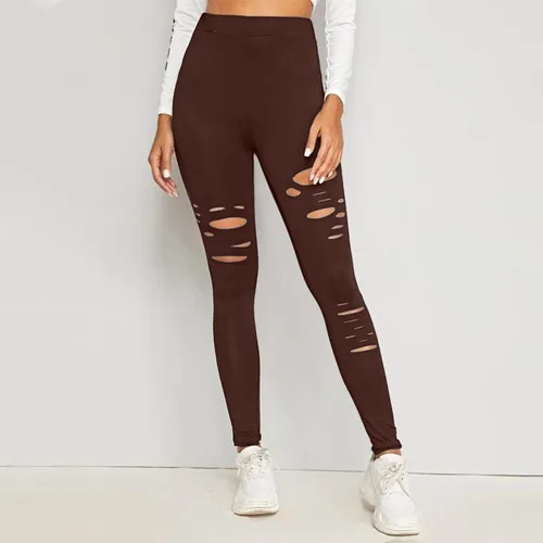 Miniatura 5 de Leggings rasgados de guerrero para mujer, pantalones de yoga de cintura alta con control de abdomen, pantalones deportivos de entrenamiento