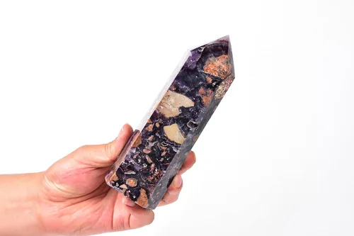 Miniatura 22 de AMOYSTONE Varita de obelisco hexagonal septario natural, torre de cristal curativo, 6 caras, pulida de 1.7 a 2 libras para reiki, chakra, regalos