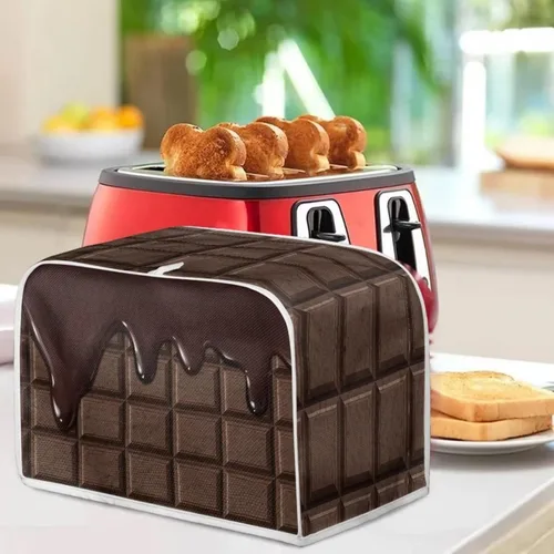 Miniatura 4 de chaqlin Cubierta para tostadora con estampado de chocolate, 2 rebanadas, resistente a las manchas, cubierta para horno de pan de diseño divertido