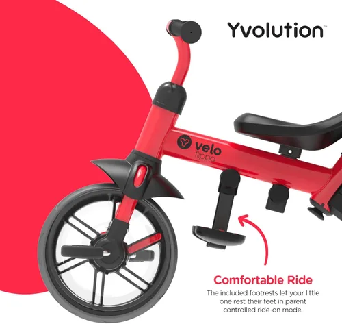 Miniatura 3 de Yvolution Y Velo Flippa - Triciclo convertible a bicicleta de balance 4 en 1 para pequeños de 2 a 5 años Rojo