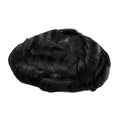 Miniatura 2 de GEXWORLDWIDE GEX Toupee - Peluca de cabello humano para hombre, 0.003 in, piel fina, 8 x 10 pulgadas, color negro profundo, sistemas de repuesto