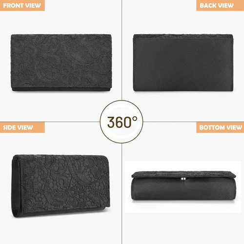 Miniatura 6 de UBORSE Elegante bolso de mano de encaje floral para mujer, bolso de noche, sobre bolso de embrague, boda, baile de graduación, monederos de fiesta