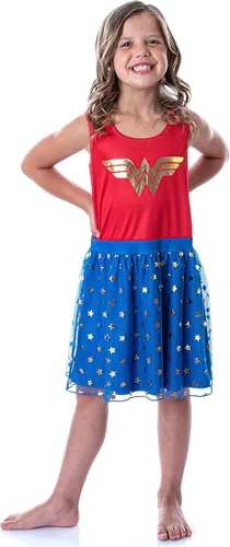 Miniatura 2 de DC Comics - Camisón de mujer maravilla con logotipo y estrellas, vestido de pijama para niña