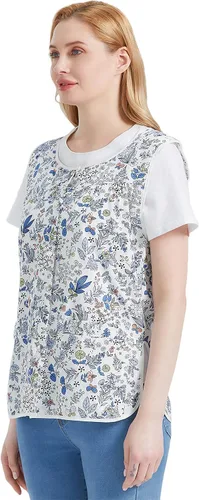 Miniatura 4 de Nanxson Delantal de mujer con bolsillos de parche, babero estampado de algodón, smock con botones para trabajo, cocina y chef CF3177
