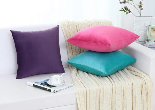 Miniatura 6 de Jeneoo Cómodas fundas de almohada de terciopelo suaves y gruesas para niños, para sofá, fundas de cojín decorativas sólidas cuadradas para Lavanda