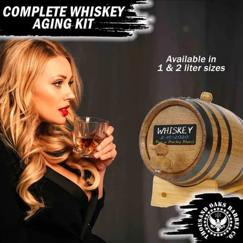 Miniatura 4 de The Whiskey Experience - Kit prémium para hacer whisky con barril de envejecimiento de roble carbonizado de 2 litros y sabores de esencia de licor