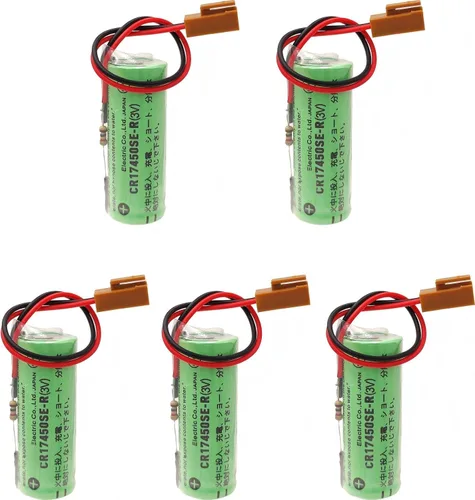 Paquete de 5 baterías PLC CR17450SE-R (3V) con resistencia y enchufe para batería PLC SANYO CR17450SE-R (3V) FANUC A98L-0031-0012 (paquete de 5)