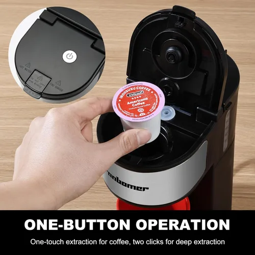 Miniatura 5 de Ranbomer K Cup Coffee Maker, Single Serve coffee machine or Ground Coffee Machine 2 in 1, 6 to 14 Oz Brew Sizes, Mini One Cup Coffee Maker with Self