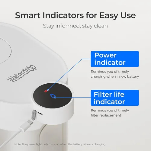 Miniatura 8 de Waterdrop FreshTaste - Jarra instantánea con filtro de agua, dispensador potente recargable, reduce el cloro, el plomo, el cobre, purifica, suaviza