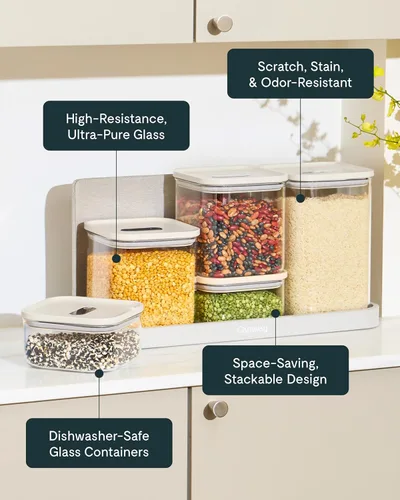 Miniatura 4 de Caraway 1 qt de vidrio Contenedor hermético de almacenamiento de alimentos con tapa – Contenedor de almacenamiento de cocina sin tóxicos, sin BPA