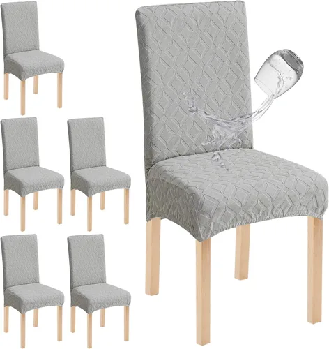 Miniatura 19 de Genina Juego de 4 fundas impermeables para sillas de comedor, extraíbles y lavables, color beige grande