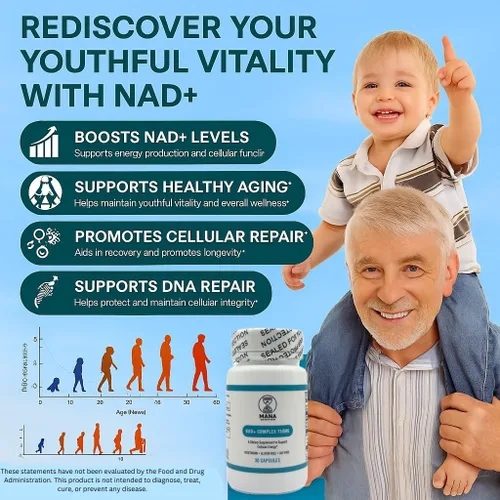 Miniatura 3 de Complejo NAD+ de 750 mg – con niacina y vitamina C – vegano, sin gluten, sin OMG – 30 cápsulas Cellular Energy, Healthy Aging & Mitochondrial