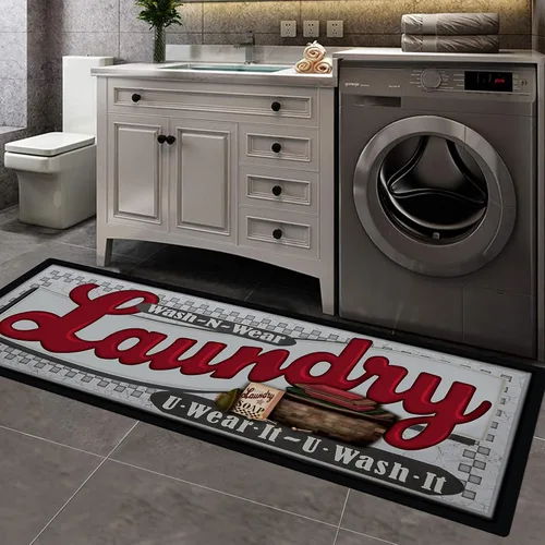 Pauwer Alfombra de lavandería de 20 x 60 pulgadas, impermeable, de goma, antideslizante, tapete de cocina para piso, tapete lavable para granja,
