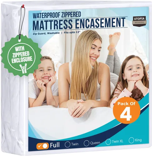 Miniatura 26 de Utopia Bedding - Protector de colchón impermeable tamaño Queen, con cierre, a prueba de chinches y ácaros, funda de colchón absorbente de seis lados