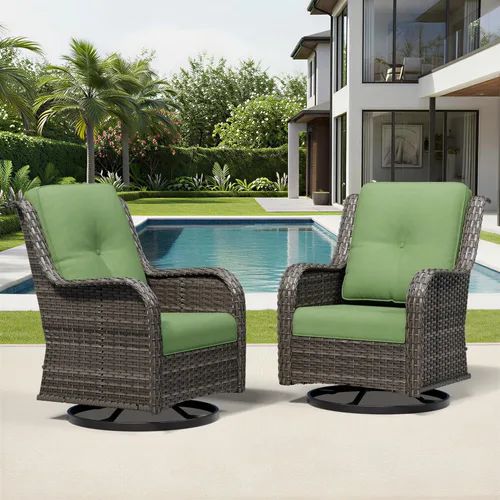 Miniatura 119 de Joyside Juego de sillas de mimbre para patio, juego de 3 piezas de mimbre para exteriores con 2 sillas reposabrazos y 1 mesa auxiliar para terraza