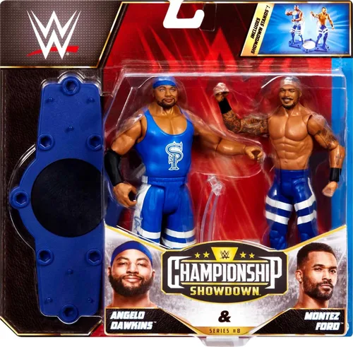 Miniatura 6 de Mattel WWE Championship Showdown - Juego de 2 figuras de acción y accesorios, serie #8 Angelo Dawkins vs Montez Ford Collectible, 6 pulgadas