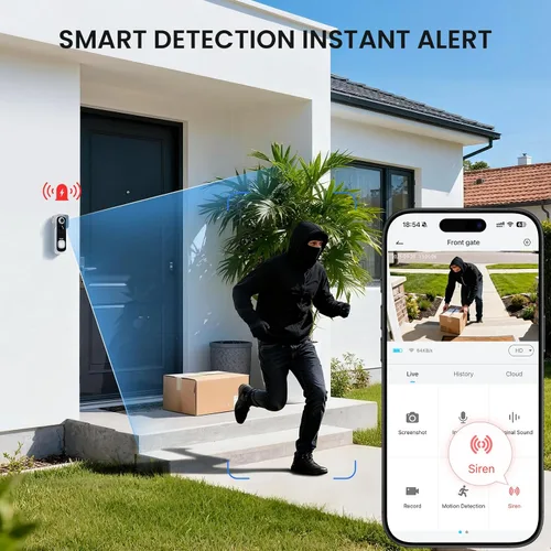 Miniatura 2 de ieGeek Timbre inalámbrico sin suscripción, vista HD 2K 3MP, conversación de 2 vías, detección de movimiento PIR, timbre de video inalámbrico