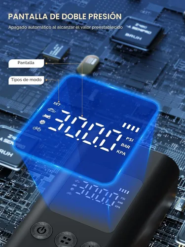 Miniatura 4 de Inflador de neumáticos, compresor de aire portátil, bomba de aire inalámbrica de inflado rápido de 150 PSI con luz LED, apagado automático, batería