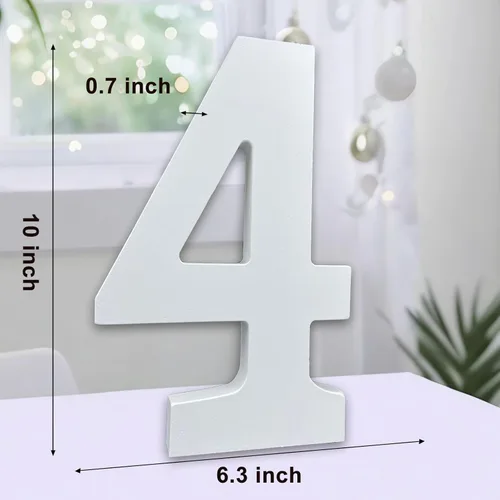Miniatura 2 de AOCEAN Números de madera blanca de 10 pulgadas, números de madera sin terminar para decoración de pared, números decorativos de pie, rebanadas