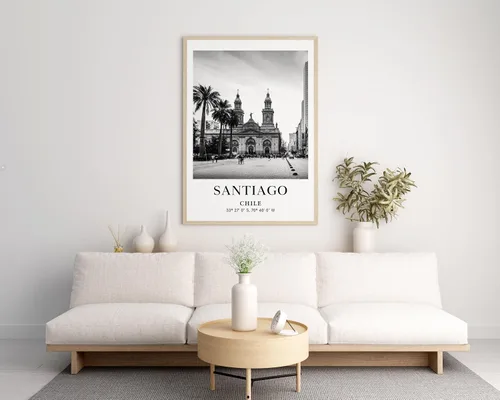 Miniatura 5 de Cartel de Santiago, foto de Santiago, foto de Chile, fotografía de América del Sur, Ciudades del mundo en blanco y negro, póster de viaje