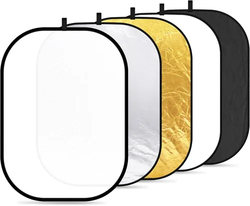 Miniatura 12 de NEEWER Reflectores de luz de 80x120cm para fotografía de 31"x47", portátiles 5 en 1 plegables con bolsa - Difusor translúcido, plateado, dorado
