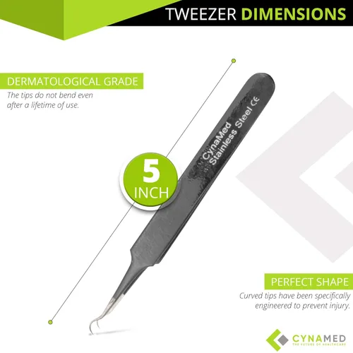 Miniatura 3 de Pinzas para puntos negros, extractor de comedia quirúrgica y astillas con punta de acero curvada profesional. Herramienta ideal para eliminar