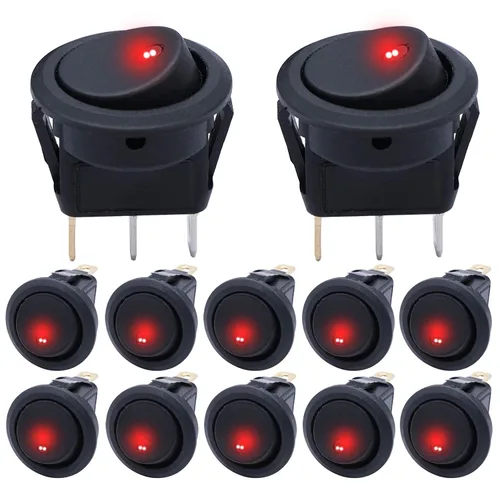 Miniatura 25 de mxuteuk Interruptor basculante momentáneo (ENCENDIDO) - Apagado de palanca DPST Power 4 Pin AC 250V 6A 125V 10A, uso para coche, barco