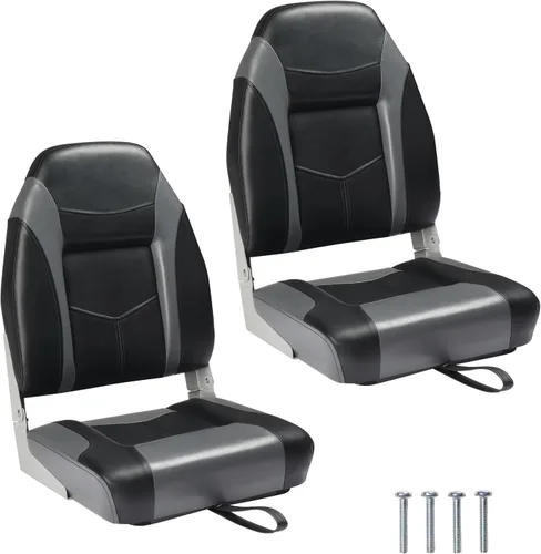 Miniatura 17 de PEXMOR Asientos de barco, respaldo bajo/alto, plegables, impermeables, asiento de capitán, 2 paquetes (respaldo alto, azul y blanco)