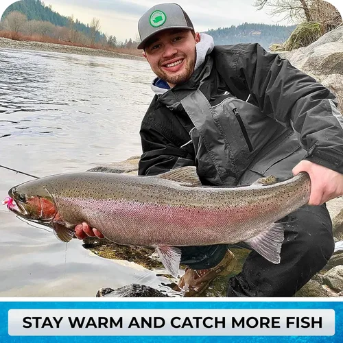 Miniatura 6 de WindRider Traje de pesca en hielo, baberos aislados y chaqueta flotación toneladas de bolsillos Equipo impermeable para pesca en hielo y motos