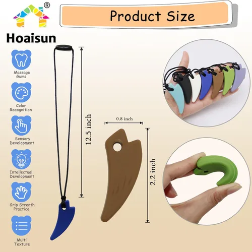 Miniatura 4 de Collares masticables para niños sensoriales, paquete de 7 collares sensoriales para masticar para niños y niñas con autismo, TDAH, SPD, masticar