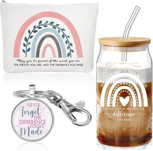 Miniatura 11 de Yaomiao 3 piezas de regalo de agradecimiento Cna para mujeres, graduación, agradecimiento, bolsa de cristal de 16 onzas, llavero para profesora