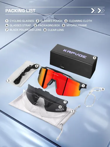 Miniatura 6 de KAPVOE Gafas de sol polarizadas para ciclismo y deportes, para hombres y mujeres, UV400 MTB para bicicleta de montaña con 3 lentes K75