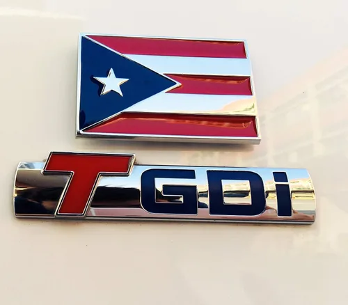 Miniatura 3 de Dsycar Paquete de 2 emblemas de Puerto Rico en relieve, bandera de metal cromado para accesorios de decoración de automóvil, regalos 4 tapas
