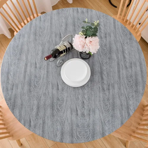 Miniatura 18 de LIBERECOO - Mantel redondo ajustado de vinilo con reverso de franela, borde elástico, impermeable, resistente a las manchas y fácil de limpiar
