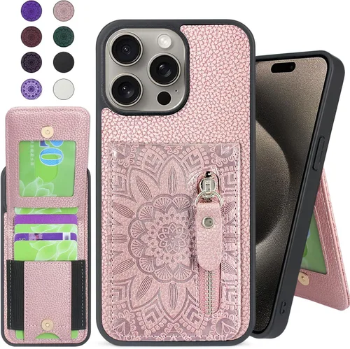 Miniatura 8 de Harryshell Funda compatible con iPhone 13 Pro Max con ranuras para tarjetas [capacidad para hasta 6 tarjetas] Función de soporte, bolsillo