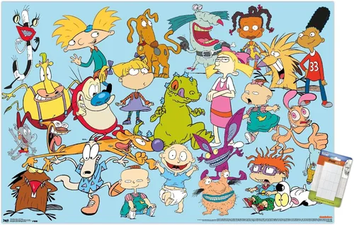 Miniatura 12 de Trends International Póster de pared de personajes de Nickelodeon, 14.725 x 22.375 pulgadas, versión enmarcada de madera de granero