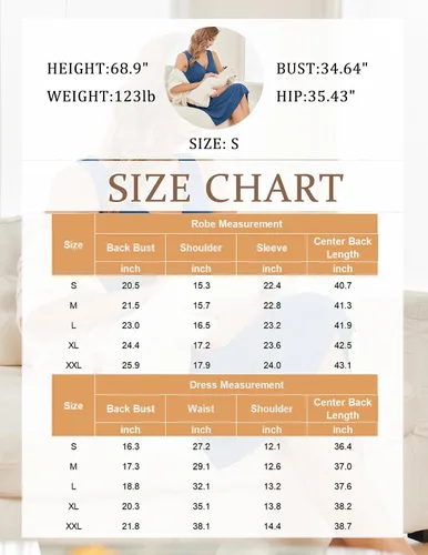 Miniatura 6 de Ekouaer Conjunto de bata y bata de maternidad para mujer, camisón de lactancia para el parto, ropa de embarazo, S-XXL