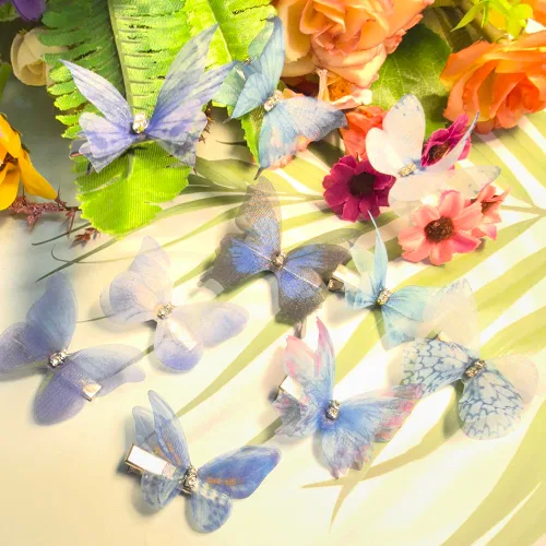 Miniatura 4 de Clip de mariposa para decoración del cabello, pinzas para el cabello de mariposa en movimiento para niñas (Bule-10PCS)