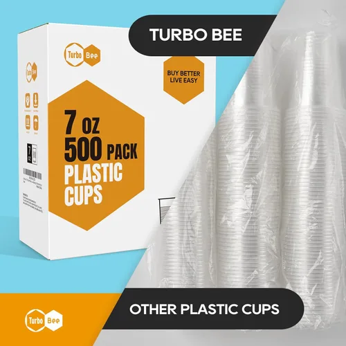 Miniatura 6 de Turbo Bee Paquete de 500 vasos de plástico desechables de 7 onzas, resistentes al calor y seguros para alimentos para bebidas calientes/frías