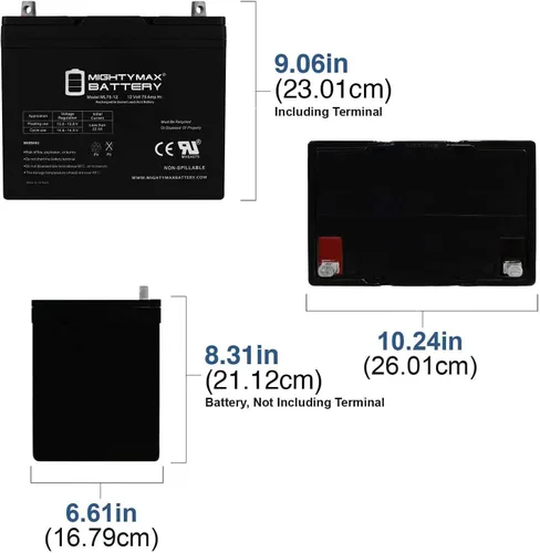 Miniatura 2 de Mighty Max Battery Batería SLA de 12V 75Ah para bomba de respaldo Wayne ESP25