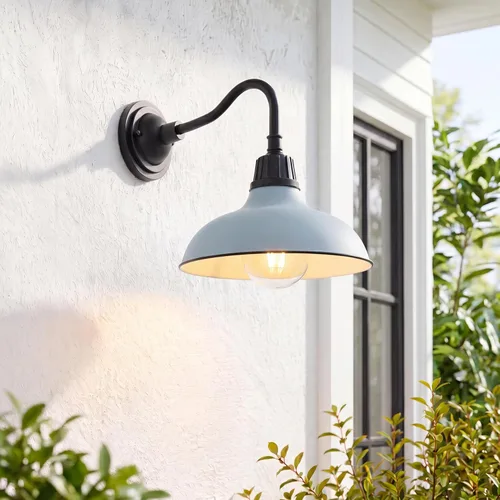 JONATHAN Y JYL7613N Aurora 12.25" Aplique de Pared Exterior de 1-Luz Estilo Rústico Industrial para Interiores/Exteriores de Hierro LED con Brazo de