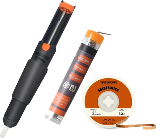 TOWOT Mecha de soldadura, alambre de soldadura y succionador de soldadura utilizados para remover la soldadura y desensamblar componentes