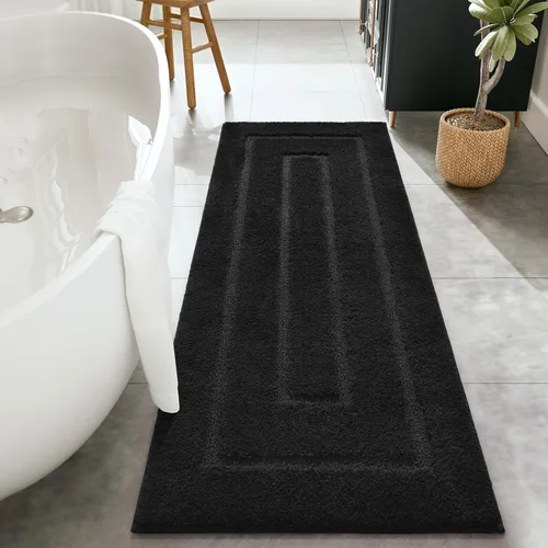 Miniatura 17 de HOMORE Alfombra de baño gris de 24 x 60 pulgadas, suave, absorbente, alfombra de pasillo de baño lavable, alfombras largas antideslizantes