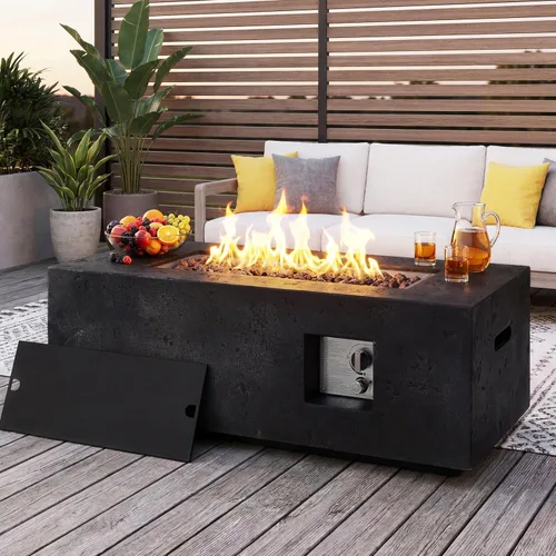 Miniatura 17 de ECOTOUGE Mesa de cubierta de tanque de propano, 15.5 pulgadas para mesa de fuego, mesa oculta cilíndrica para exteriores para fogata de gas