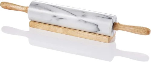 Miniatura 11 de JEmarble Asas de madera negra (calidad premium), superficie pulida de 18 pulgadas (barril de 10 pulgadas), piedra auténtica, antiadherente, ahorra
