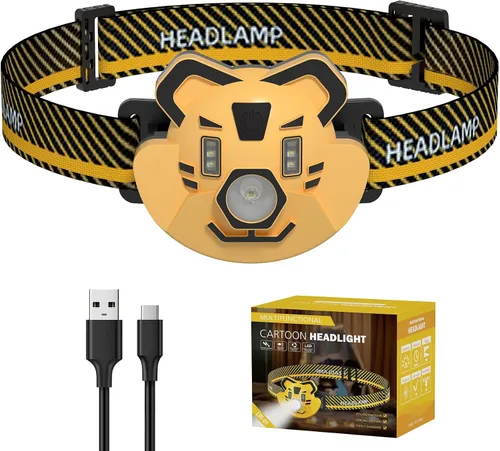 Miniatura 11 de COSOOS Linterna frontal LED para niños, equipo de camping, modo de rugido y silencio, lámpara de cabeza para exteriores para niño y niña, faro