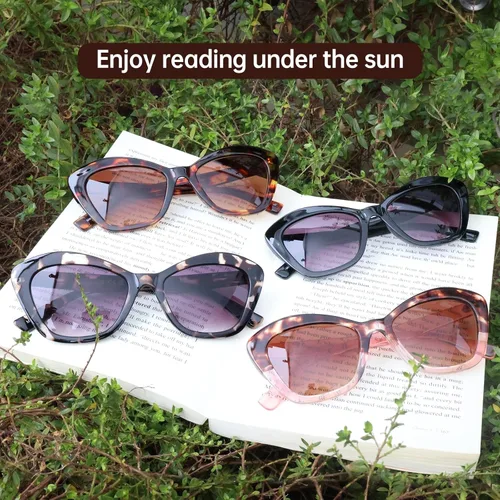 Miniatura 3 de LADEESSE 3 Pack Reading Sunglasses for Women Fashion Cateye Sun Readers Outdoor Reading Glasses UV400