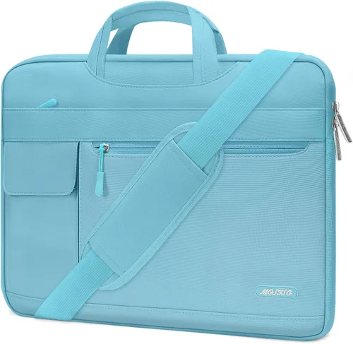Miniatura 15 de MOSISO Bolsa de hombro para laptop compatible con MacBook Air/Pro, portátil de 13-13.3 pulgadas, funda de poliéster con solapa para maletín, azul